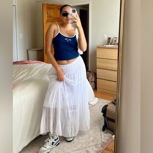 White Tiered Maxi Skirt